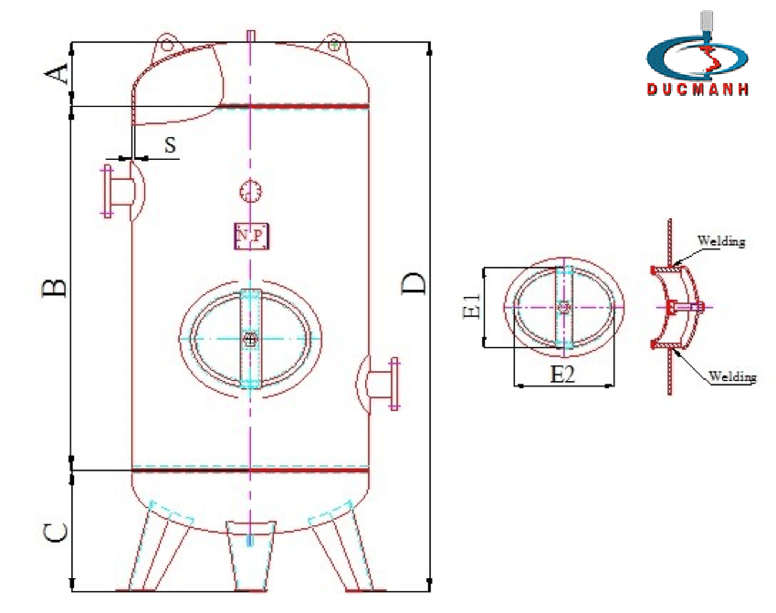 cấu tạo của bình tích khí được gia công tại thái nguyên